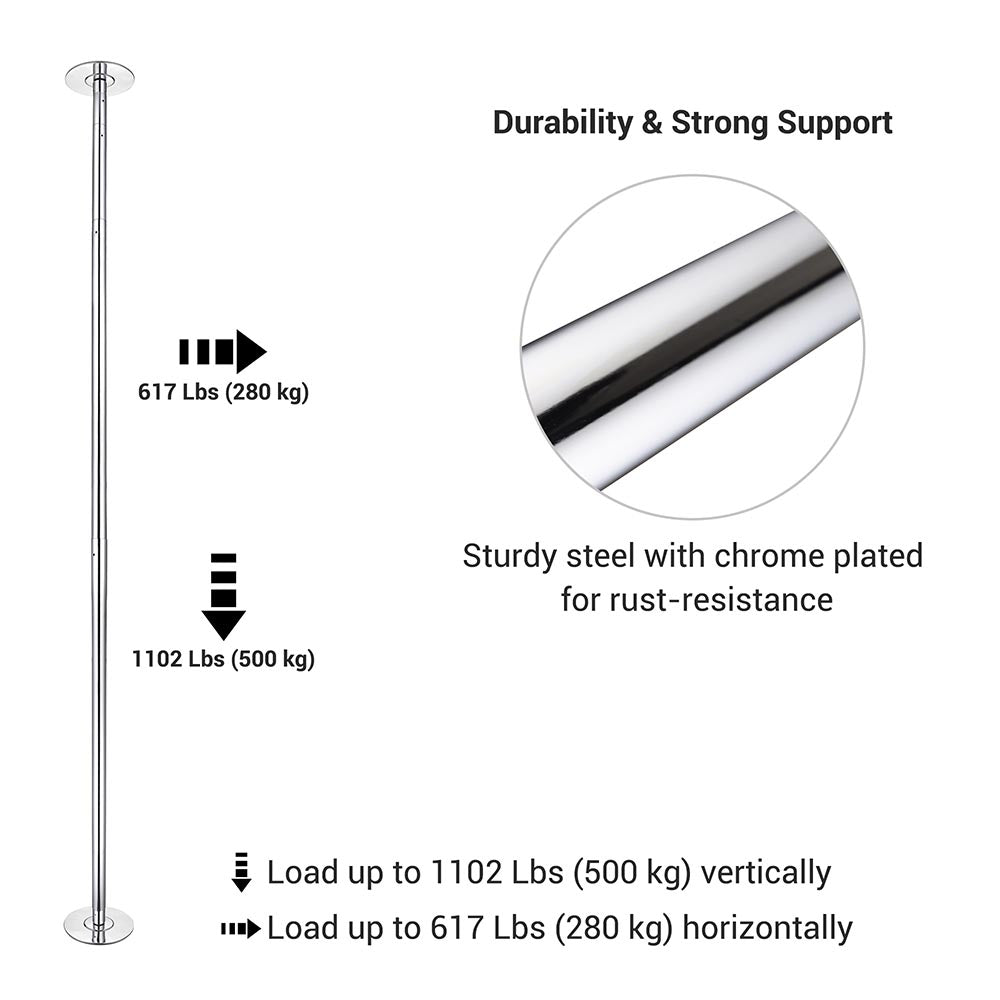 Yescom Spinning Static Removable Dance Pole D45mm 9ft Image