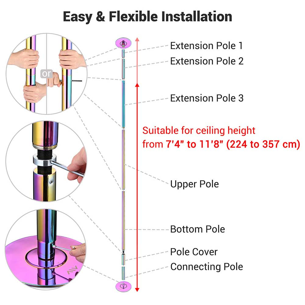 Yescom 11.5ft Colorful Portable Spinning Pole Image