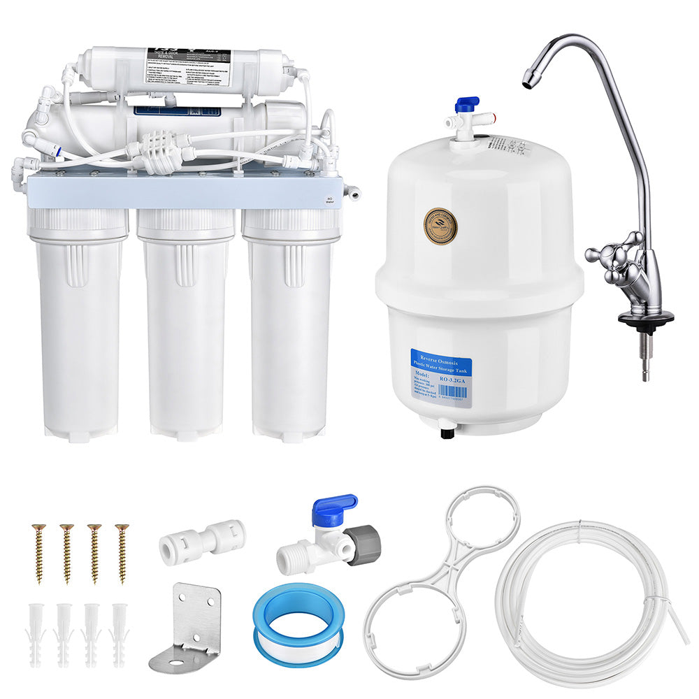 Yescom 5-Stage Water Filter System 50 GPD Reverse Osmosis Filtration Image