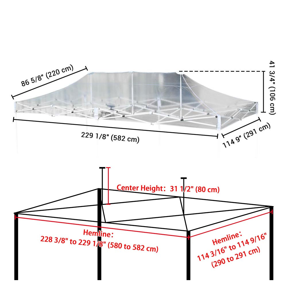 Yescom Waterproof Pop Up Canopy Top Replacement, 10x20ft Image