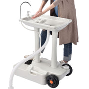 Yescom 8-Gal Foot Pump Hand Washing Station with Wheels Handle Image