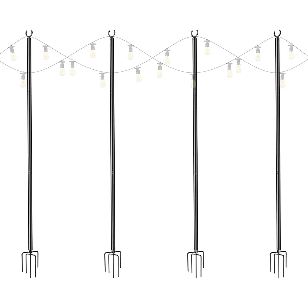 Yescom 10 ft String Light Poles with Hook & Stakes, 4ct/pk Image