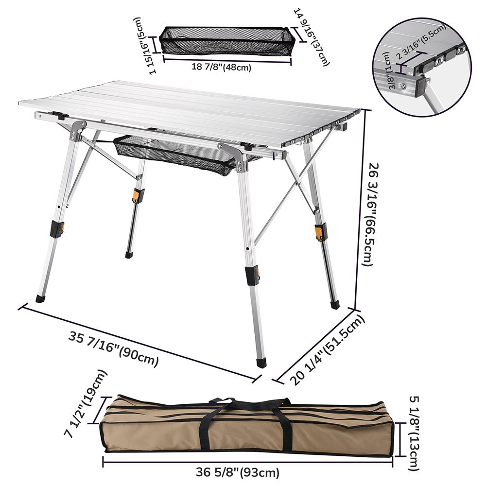 Yescom Picnic Folding Table Roll Up Camping Table 35"x20" Image
