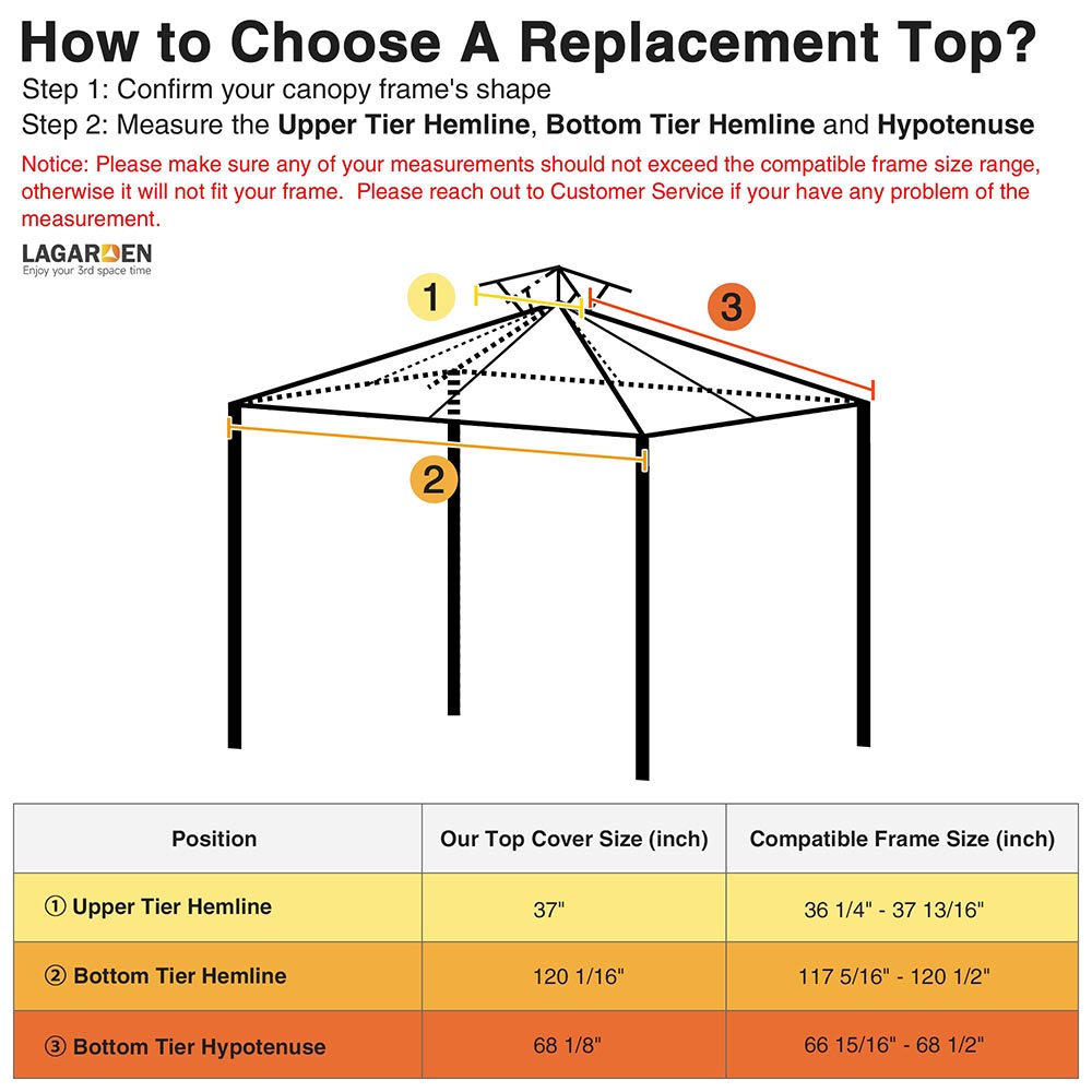 Yescom 10' x 10' Gazebo Canopy Replacement Top Color Optional Image