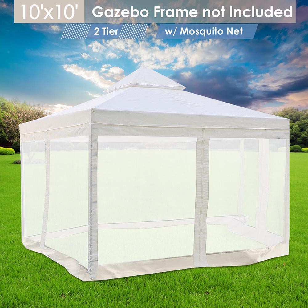 Yescom 10' x 10' Ivory Canopy Replacement Top with Net Image
