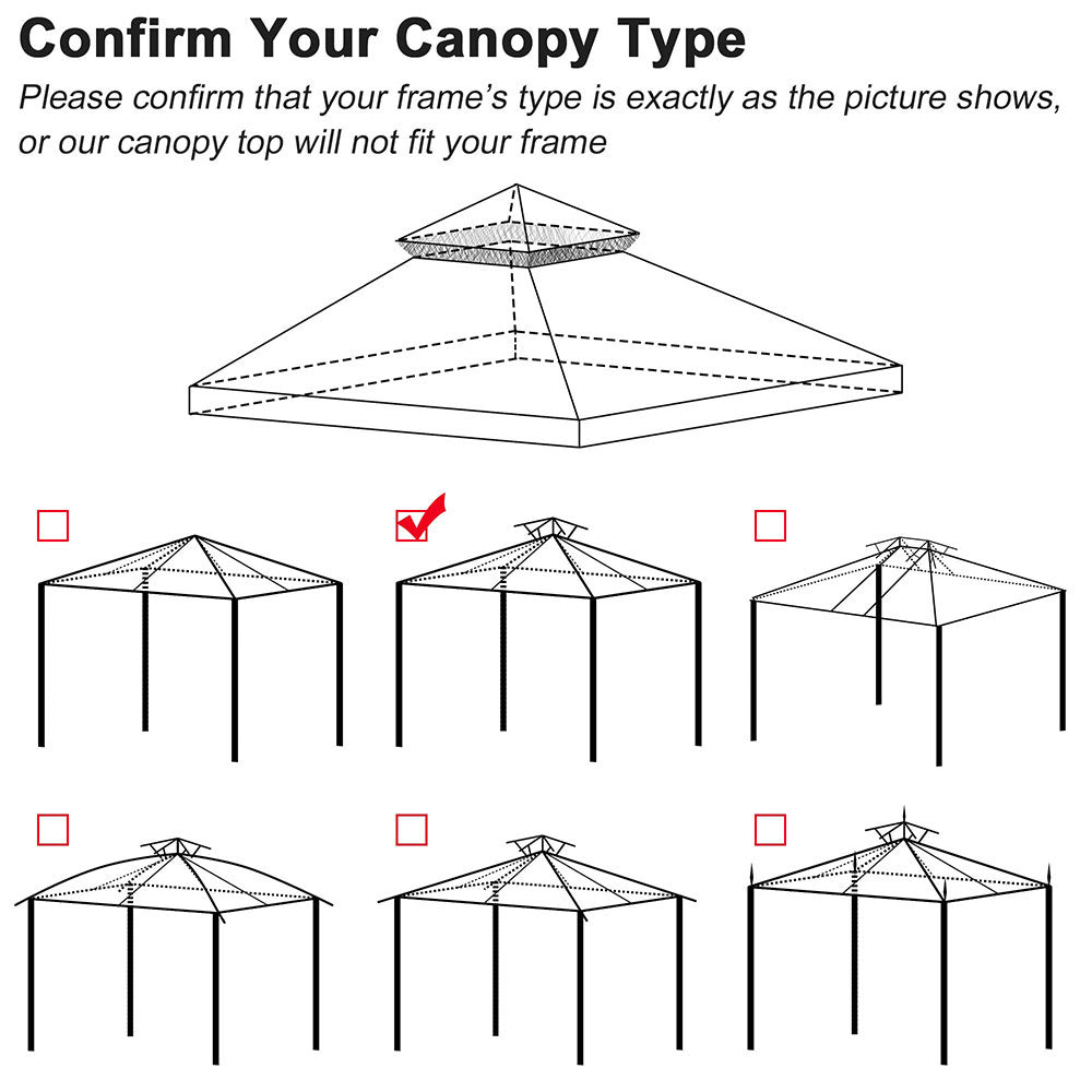 Yescom 10' x 10' Gray Waterproof Gazebo Canopy Replacement Top 2-Tier Image