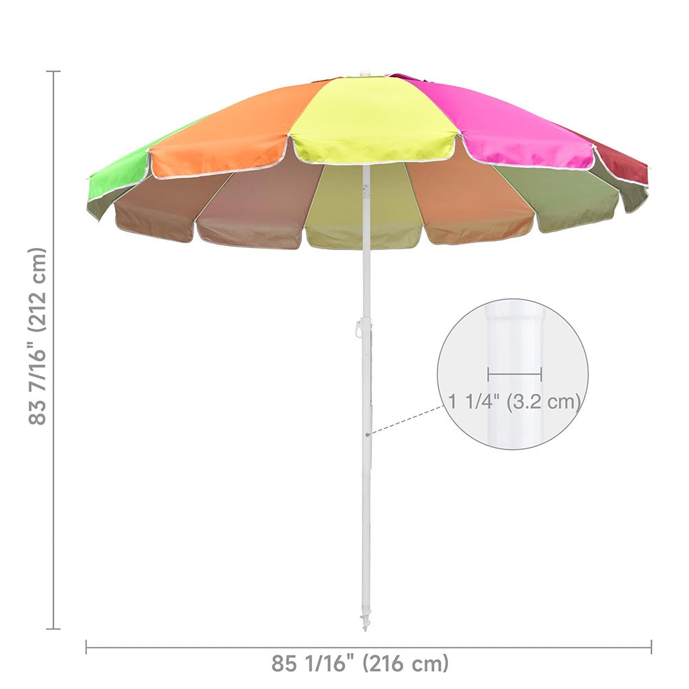Yescom Rainbow Beach Umbrella Tilt 8 ft 12-rib w/ Anchor Image
