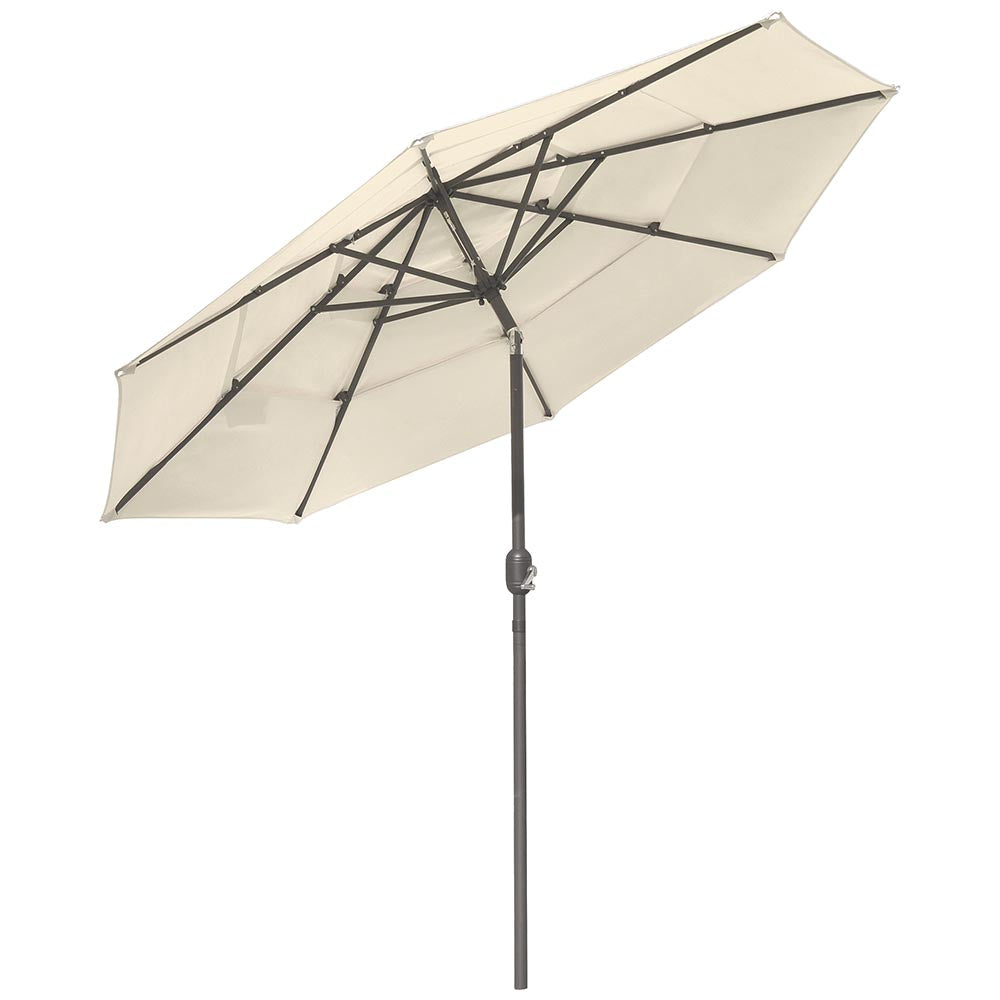 Yescom 10ft 8-Rib Patio Outdoor Market Umbrella 3-Tiered Tilt, Beige Image