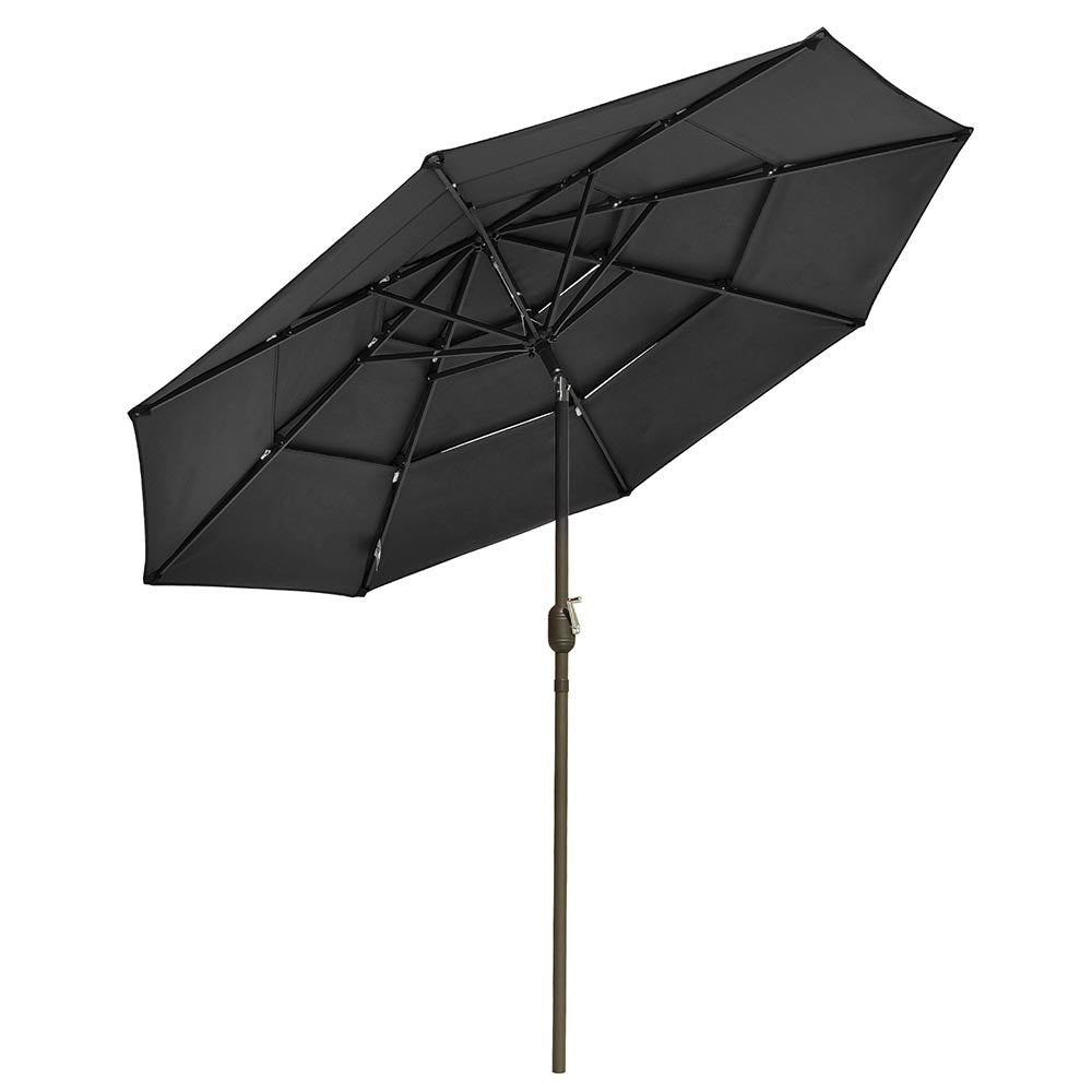 Yescom 10ft 8-Rib Patio Outdoor Market Umbrella 3-Tiered Tilt, Black Image