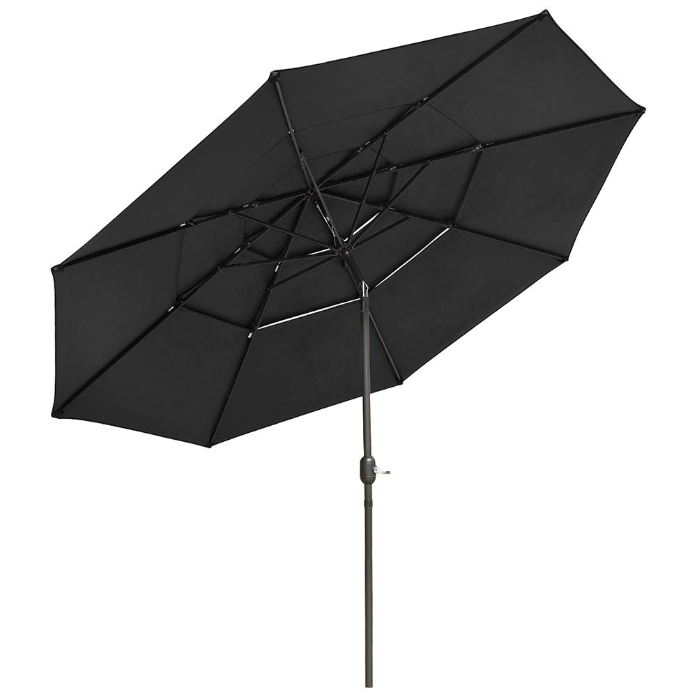 Yescom 11ft 8-Rib Patio Outdoor Market Umbrella 3-Tiered Tilt, Black Image