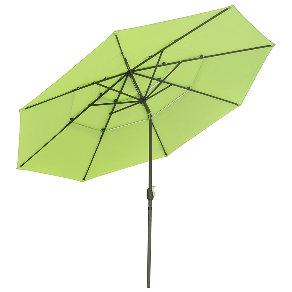 Yescom 11ft 8-Rib Patio Outdoor Market Umbrella 3-Tiered Tilt, Green Glow Image