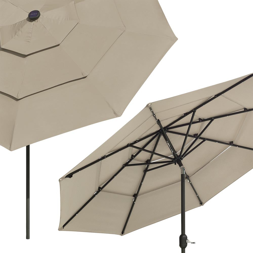 Yescom 9ft Prelit Umbrella 3-Tiered Patio Umbrella with Lights Image