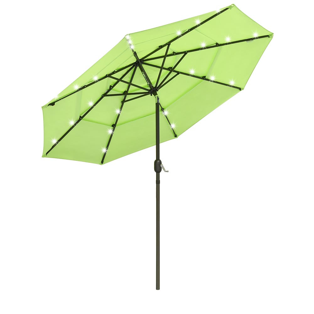Yescom 9ft Prelit Umbrella 3-Tiered Patio Umbrella with Lights, Green Glow Image