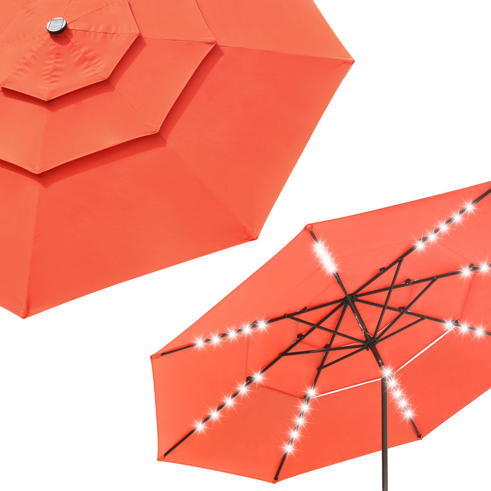Yescom 11ft Prelit Umbrella 3-Tiered Patio Umbrella with Lights Image
