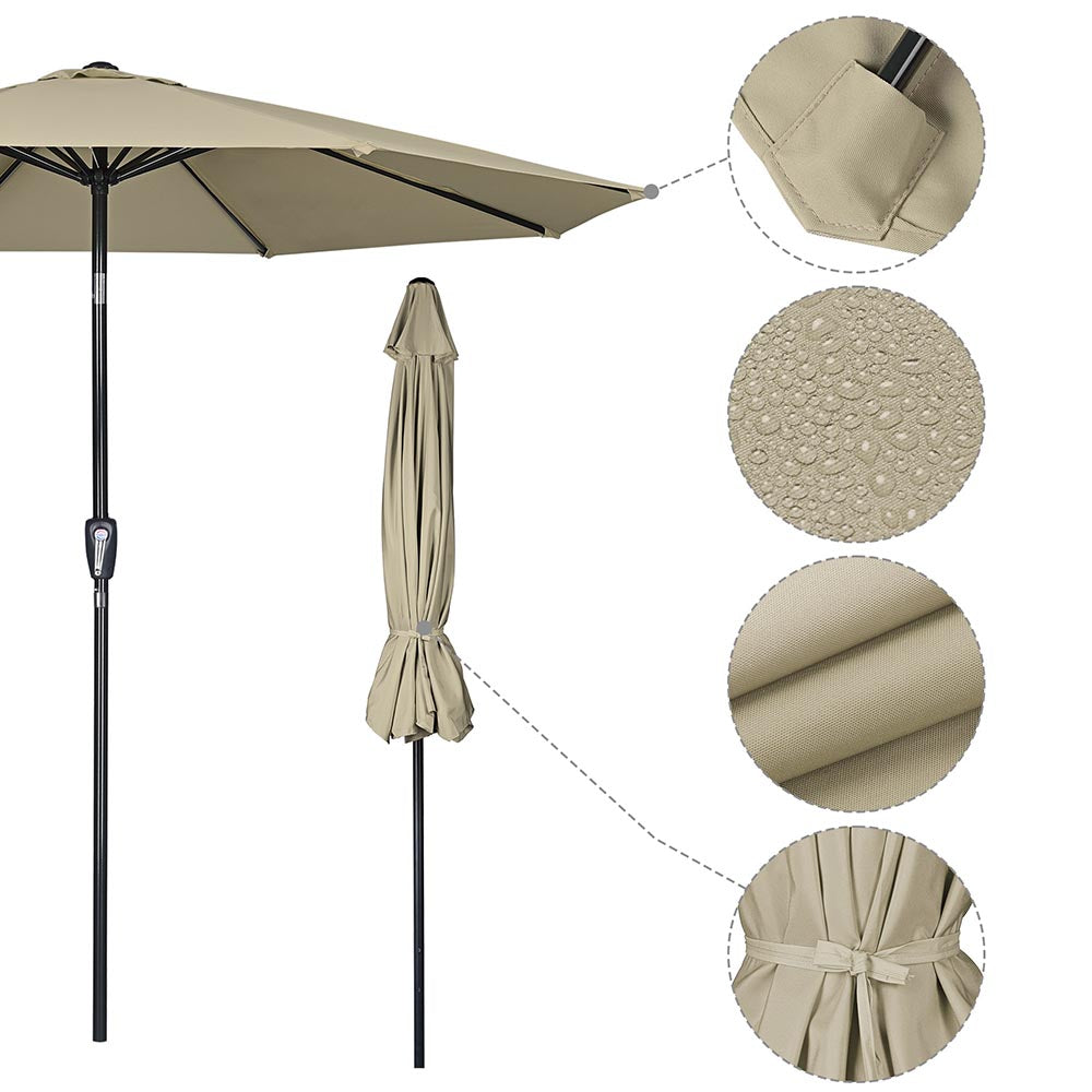 Yescom 9ft 8-Rib Patio Umbrella Tilt 220gsm Canopy UV50+ Image