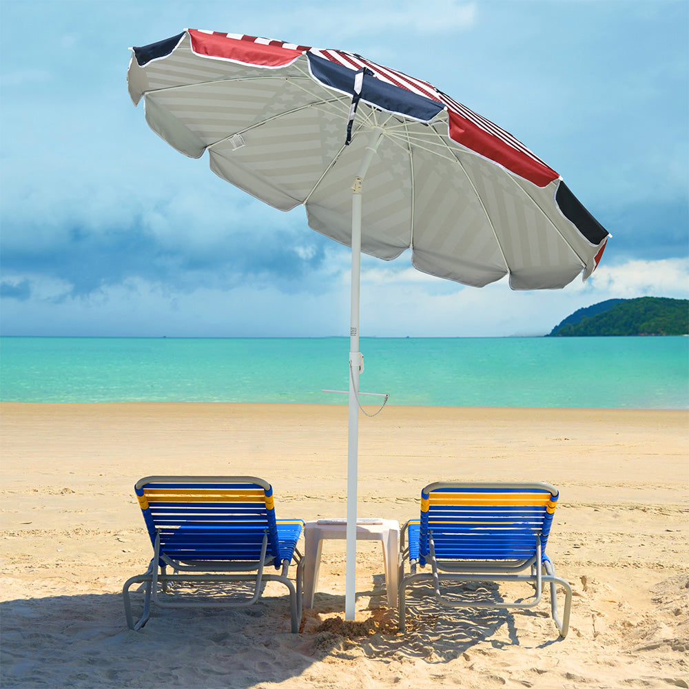 Yescom Beach Umbrella Tilt 6 ft 12-rib w/ Anchor Image