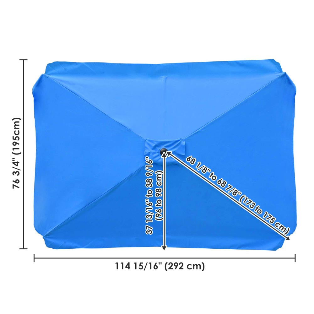Yescom 10x6.5ft Canopy Replacement for Patio Rectangle Market Umbrellas, Blue Image