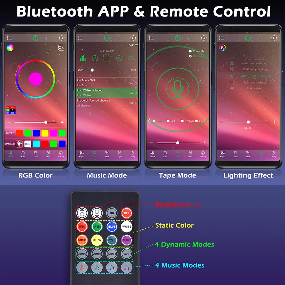 Yescom 16ft LED Strip Light Bluetooth App Music Remote Multi-Color Image