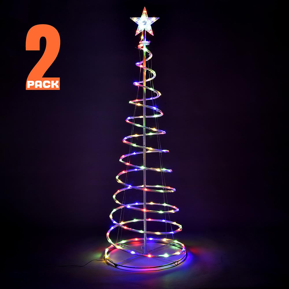 Yescom 5' Lighted Spiral Christmas Tree LED Decor Battery Powered, RGBY, 2ct/pk Image