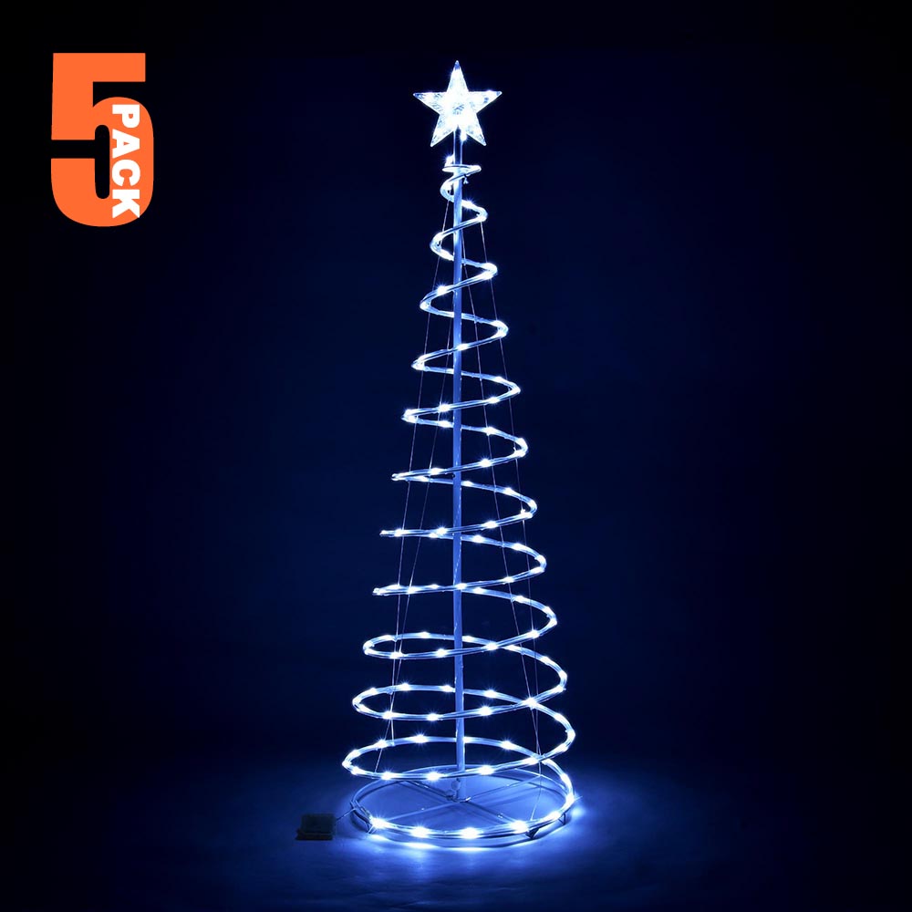 Yescom 5' Lighted Spiral Christmas Tree LED Decor Battery Powered, Cool White, 5ct/pk Image