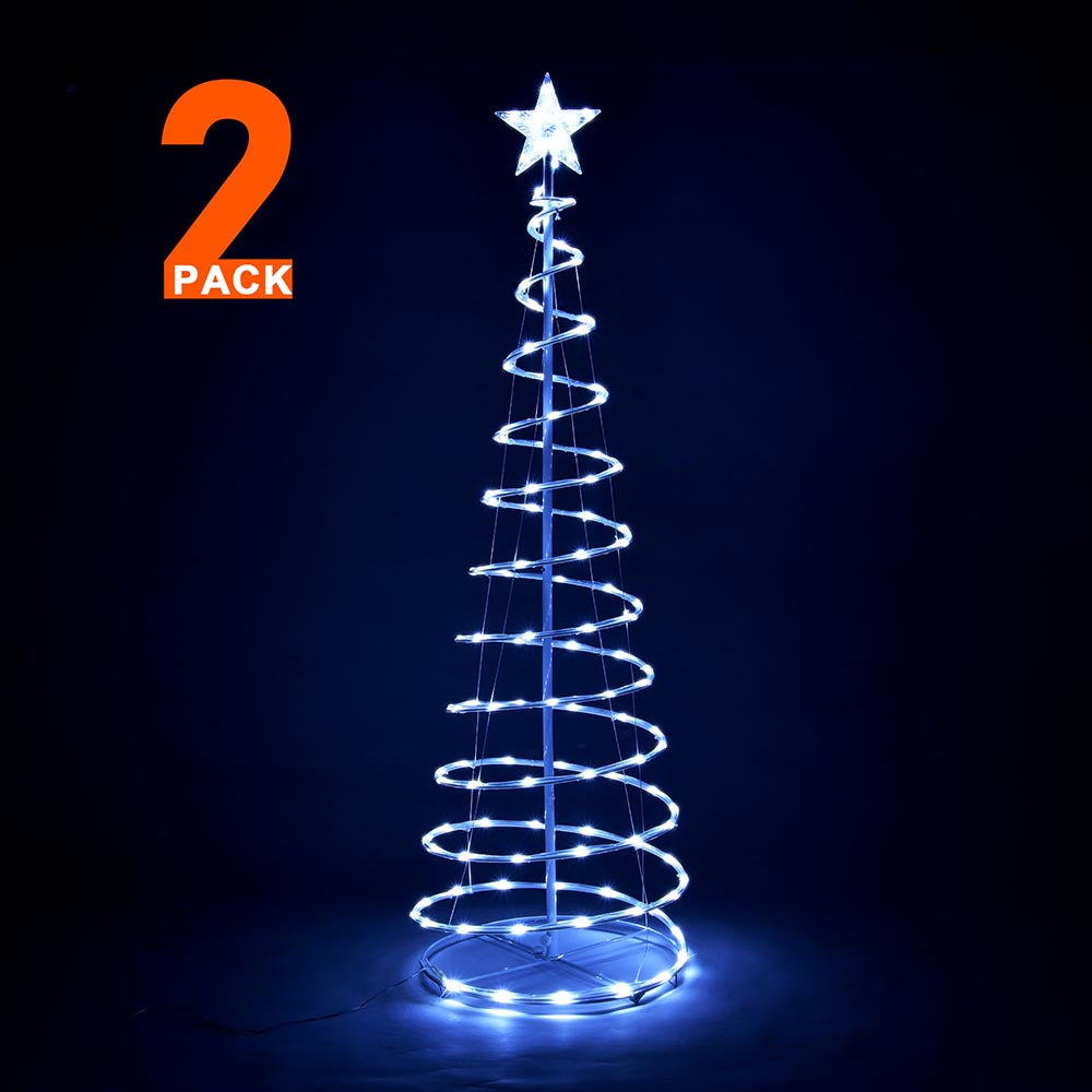 Yescom 5' Lighted Spiral Christmas Tree USB Powered, Cool White, 2ct/pk Image