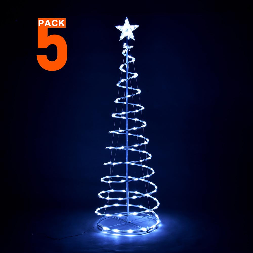 Yescom 5' Lighted Spiral Christmas Tree USB Powered, Cool White, 5ct/pk Image