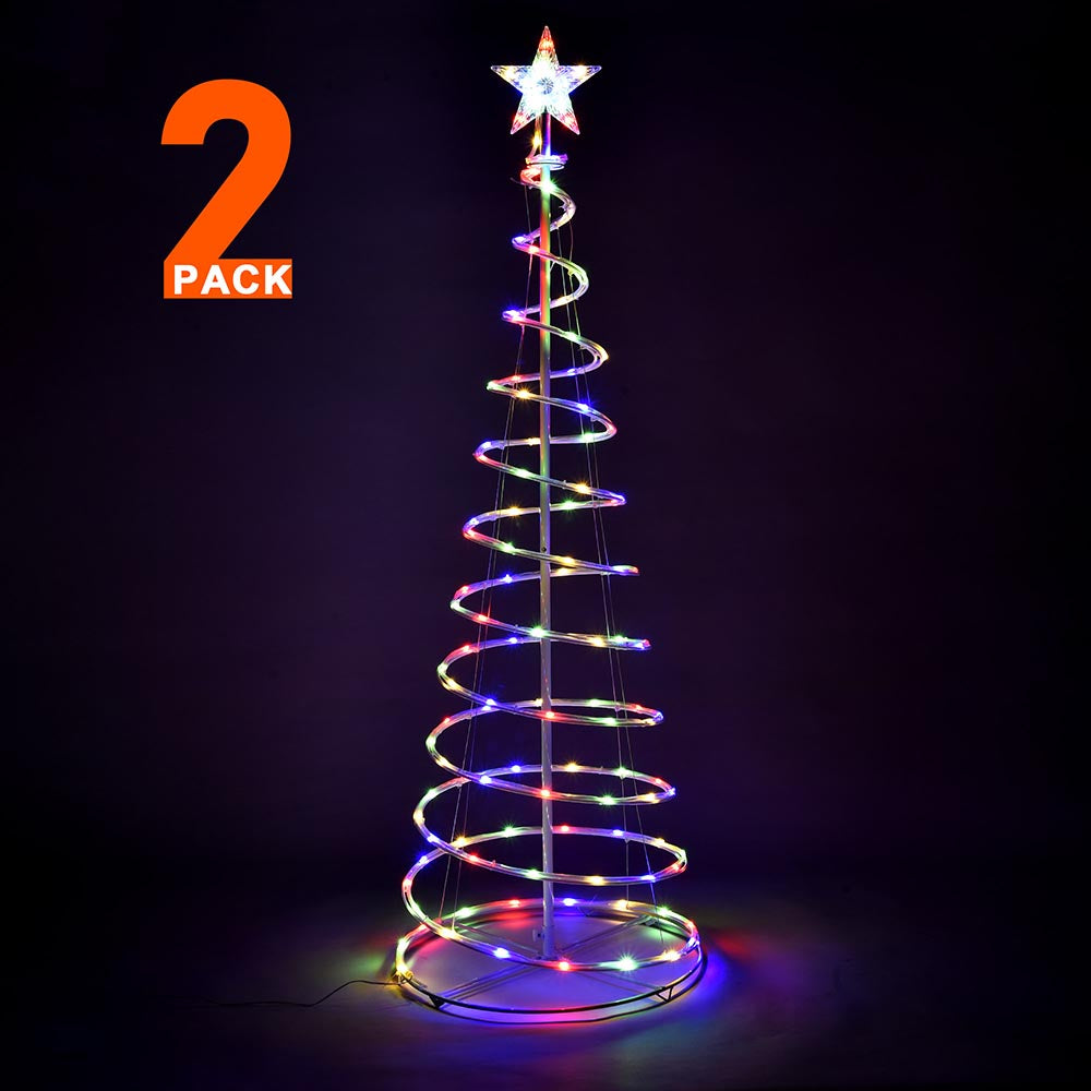 Yescom 5' Lighted Spiral Christmas Tree USB Powered, RGB, 2ct/pk Image