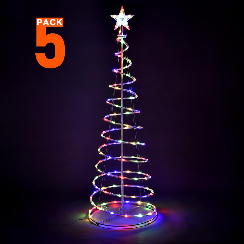 Yescom 5' Lighted Spiral Christmas Tree USB Powered, RGB, 5ct/pk Image