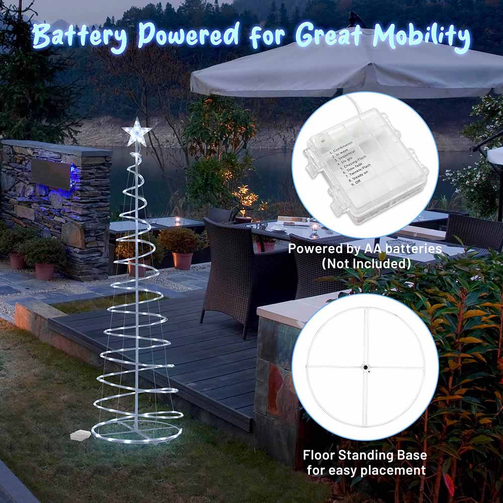 Yescom 6' Lighted Spiral Christmas Tree Xmas Decor Battery Operated Image