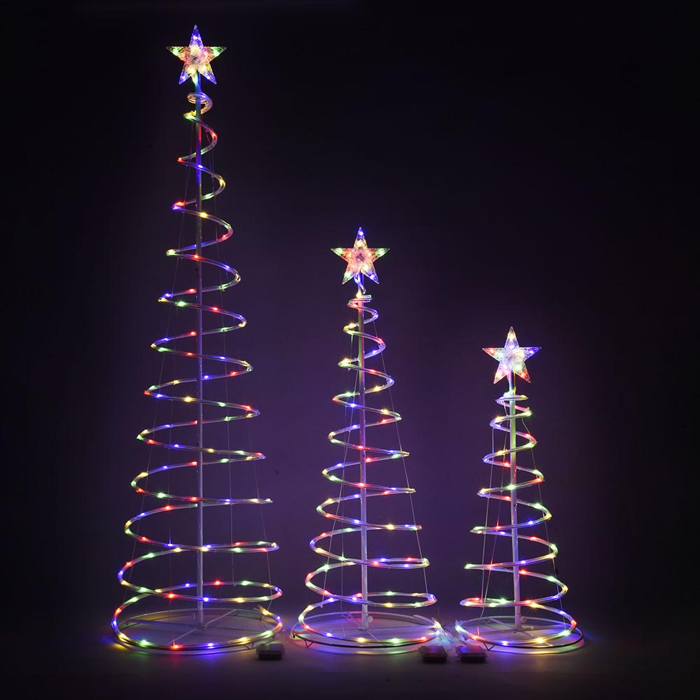 Yescom Lighted Spiral Christmas Trees 6' 4' 3' Battery Powered, RGBY Image