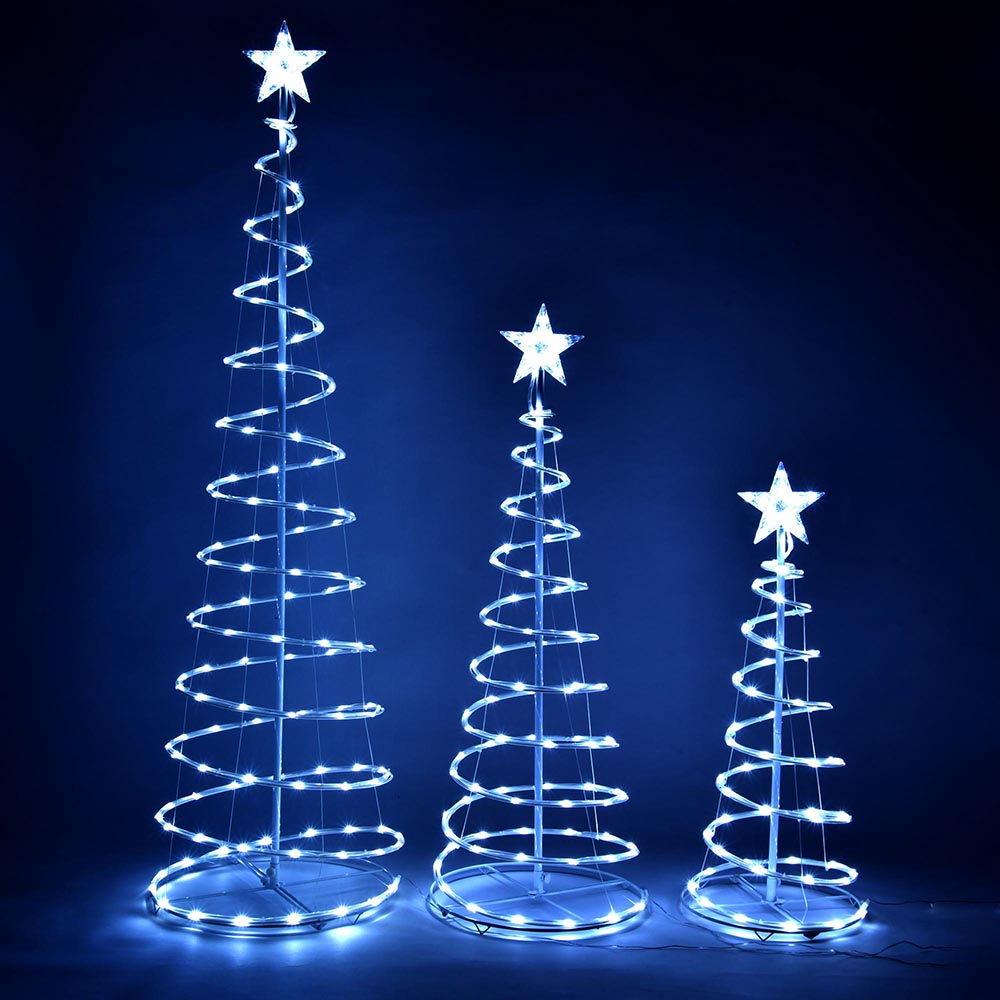 Yescom Lighted Spiral Christmas Trees 6' 4' 3' Cable Powered, Cool White Image
