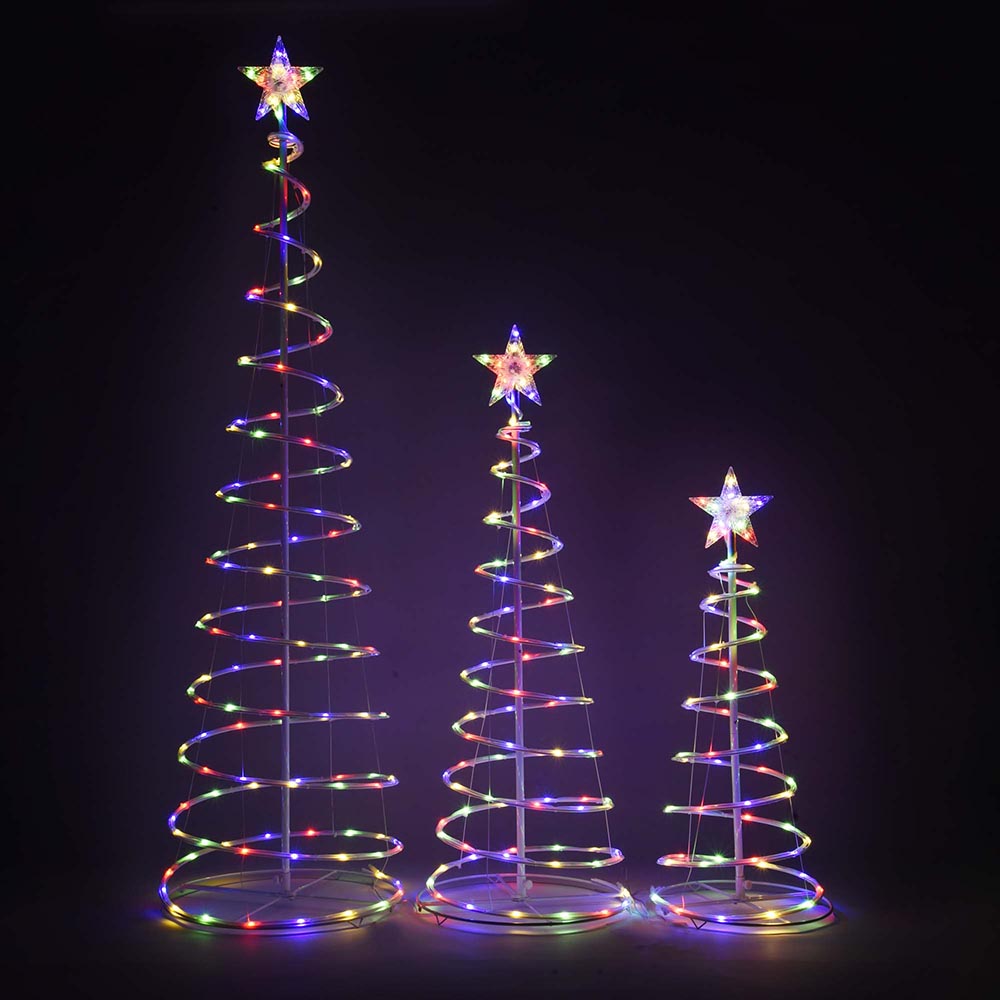 Yescom Lighted Spiral Christmas Trees 6' 4' 3' Cable Powered, RGB Image