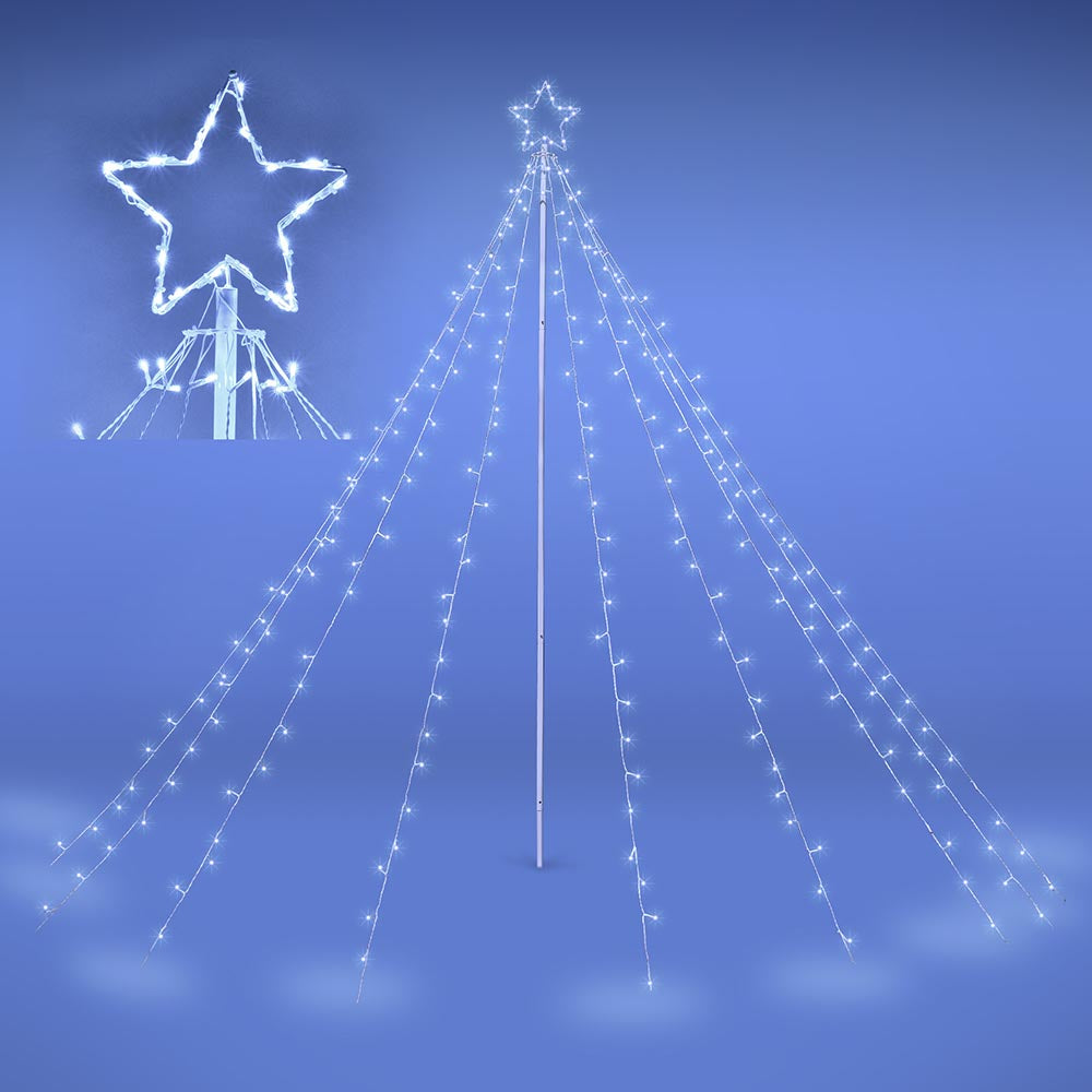 Yescom Christmas Tree Light 9 String Lights with Star & Pole, 12ft Cool White Image