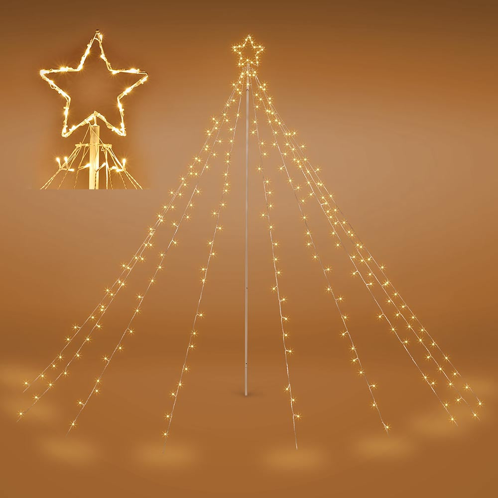 Yescom Christmas Tree Light 9 String Lights with Star & Pole, 12ft Warm White Image