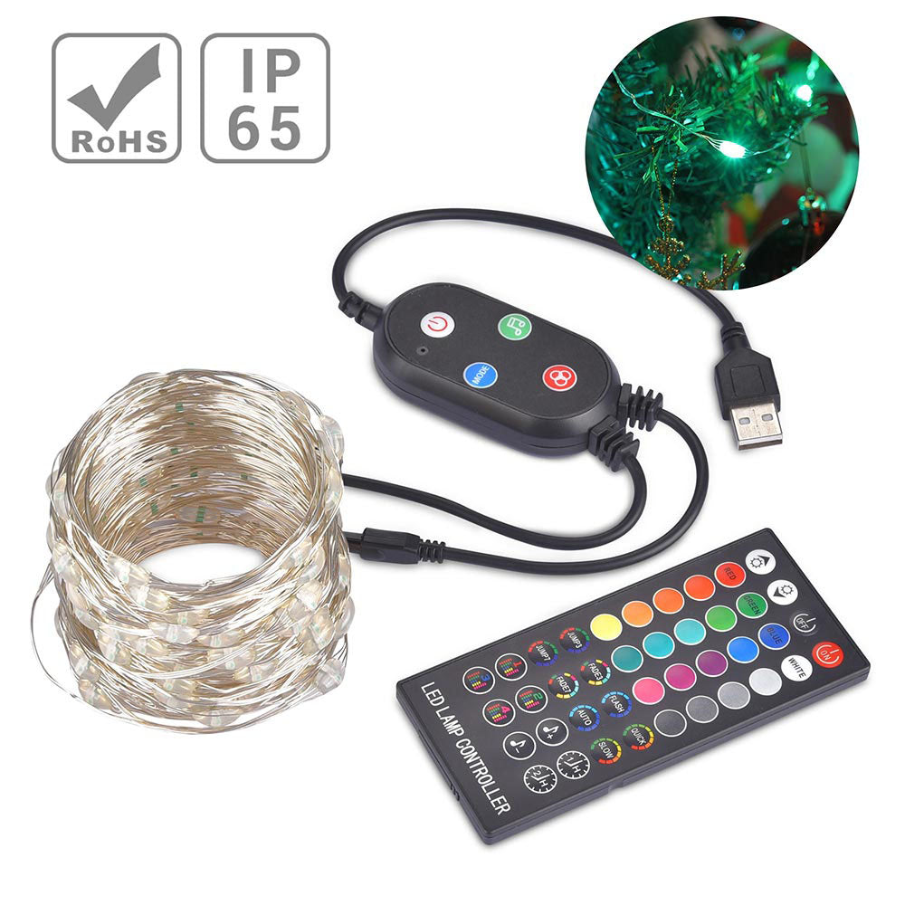 Yescom LED Christmas Light APP Bluetooth Remote Control Mulit-Color 33ft Image