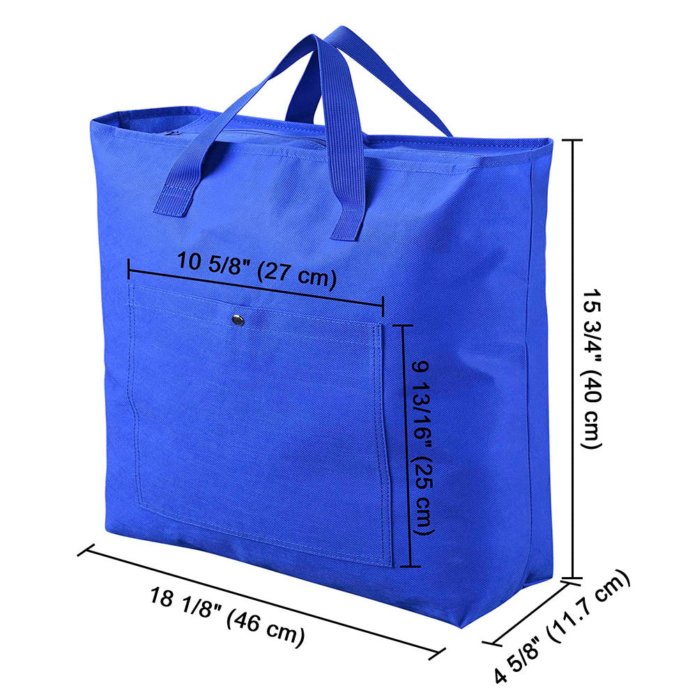 Yescom Reusable Tote Bag with Handles and Zipper Blue Polyester Image