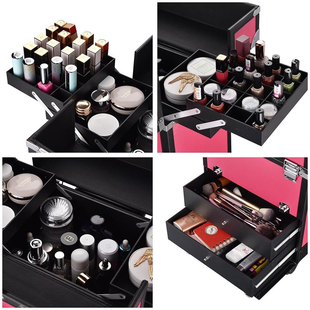 Yescom Artist Rolling Makeup Case with Drawers Lockable Image