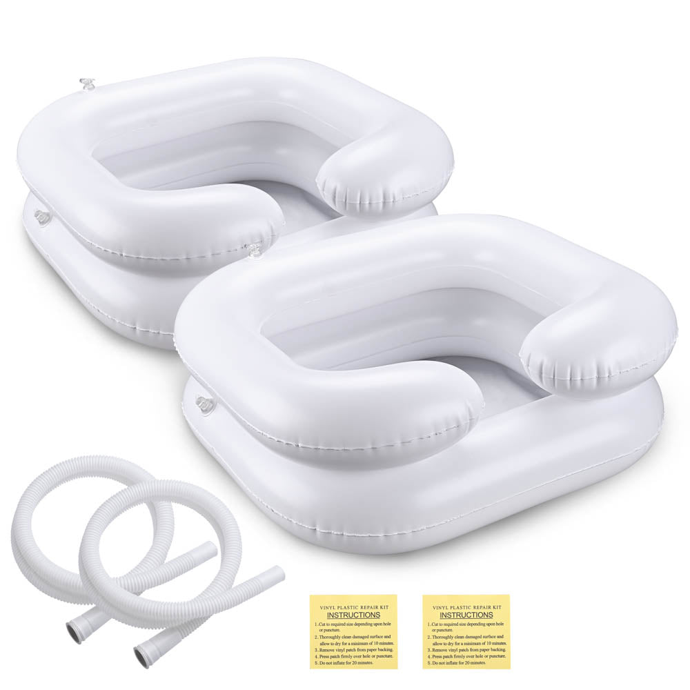 Yescom Inflatable Shampoo Bowls with Hose 2ct/Pack, White Image