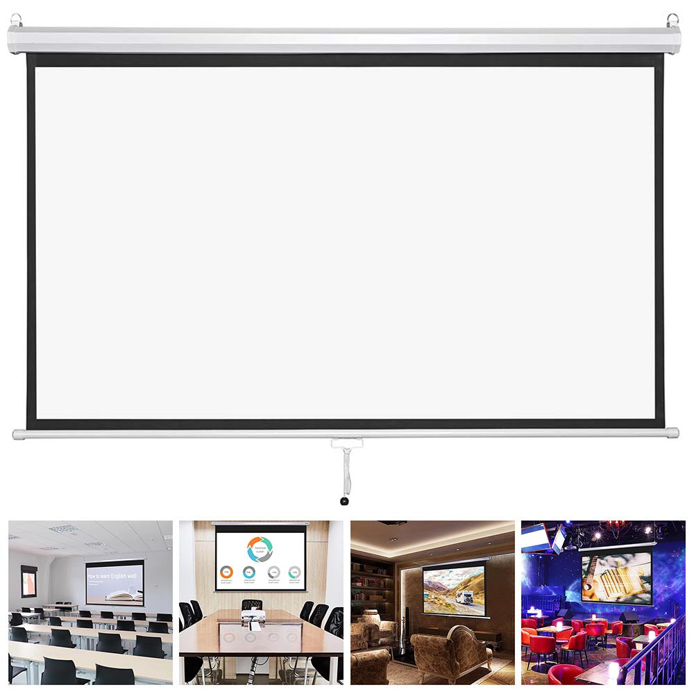 Yescom 16:9 Retractable Manual Projection Screen 72" Ceiling/Wall Image