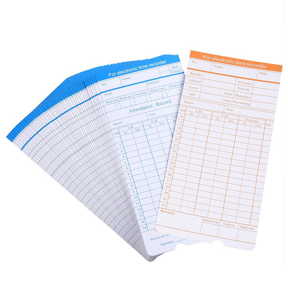 Yescom Attendance Cards Monthly Records Double Sided 50 Card / Pack Image