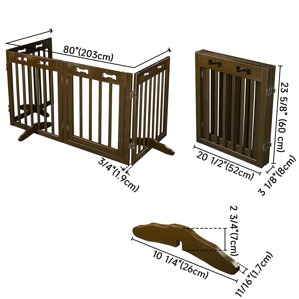 Yescom 4-Panel Folding Wood Pet Gate Crate Baby Barrier 80x24in Image