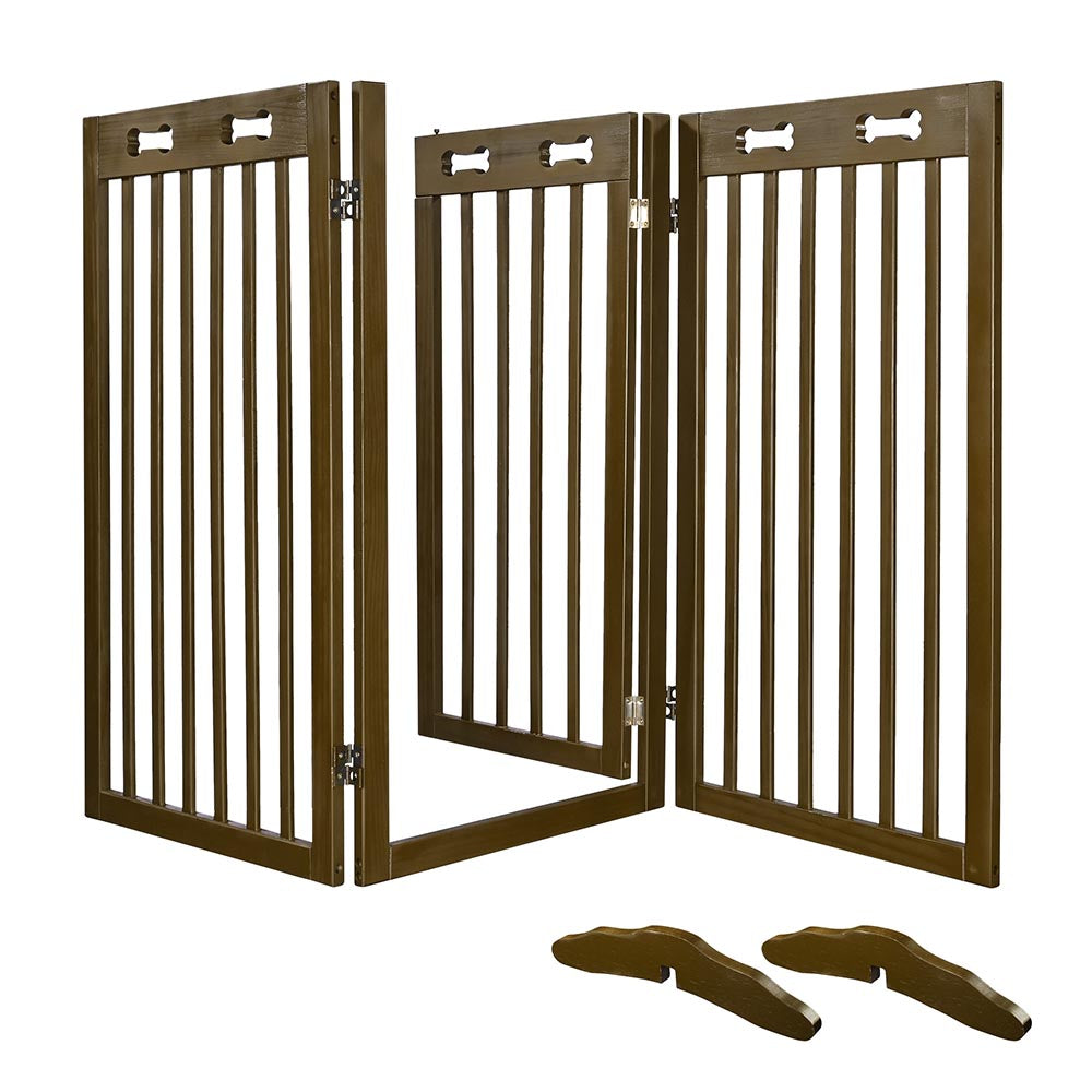 Yescom 3-Panel Folding Wood Pet Gate Crate Baby Barrier 60x36in Image