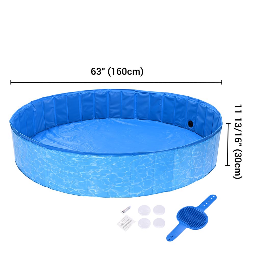 Yescom Foldable Pool for Kids Dog Pet Bath Small to Large, D63x12 in. Blue Image