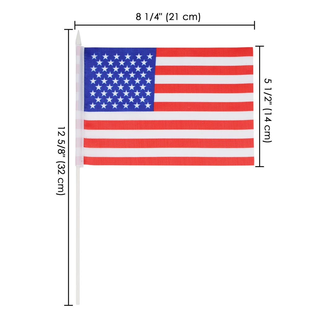 Yescom Small American Flag on Stick 8"x5"(12ct or 24ct Options) Image
