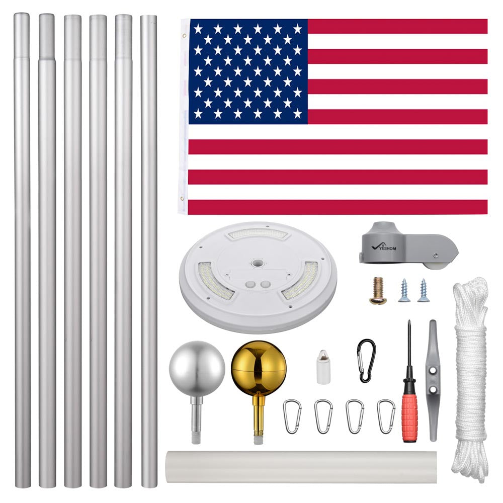 Yescom 20ft Sectional Flag Pole with Light Image