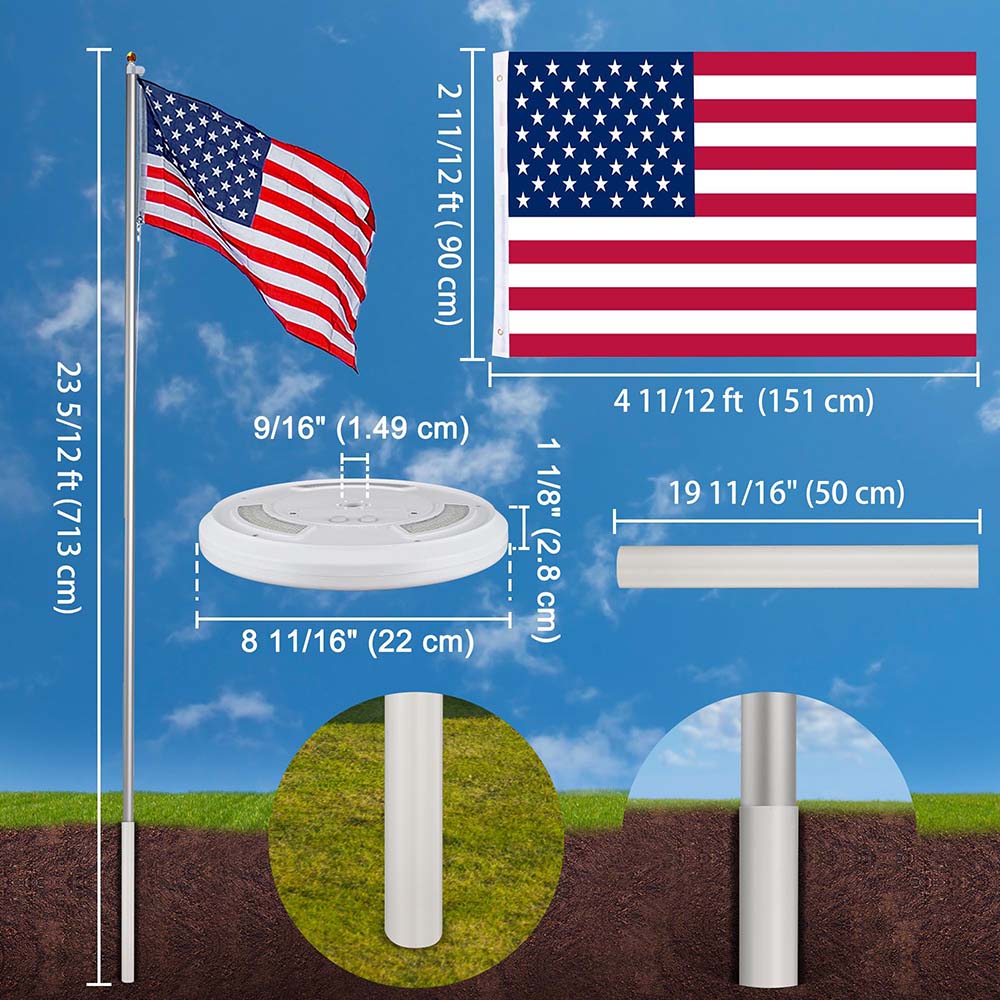 Yescom 25ft Sectional Flag Pole with Light Image
