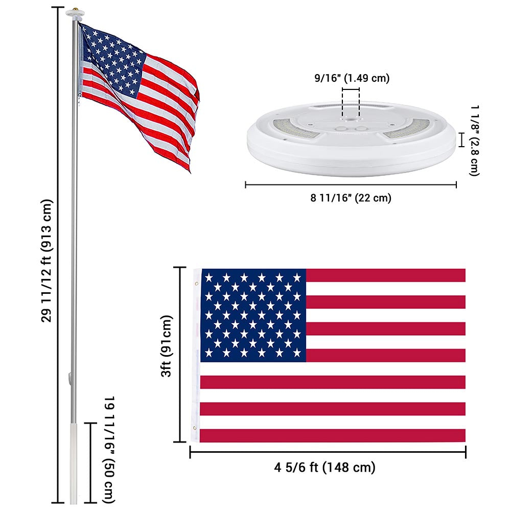 Yescom 30ft Sectional Flag Pole with Light Image