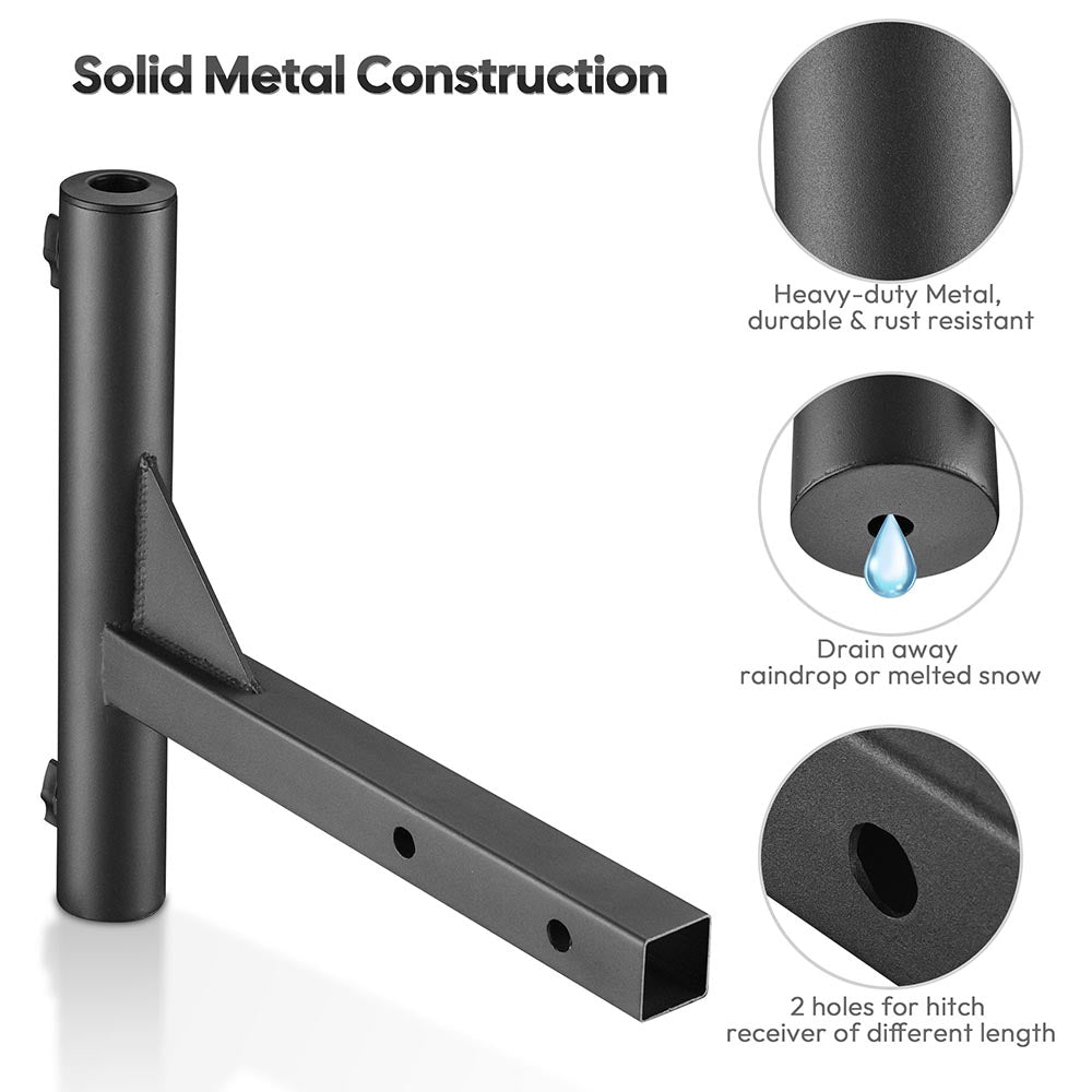 KAIRAY Hitch Mount Flagpole Holder – Fits 2" Standard Receiver – Universal Metal