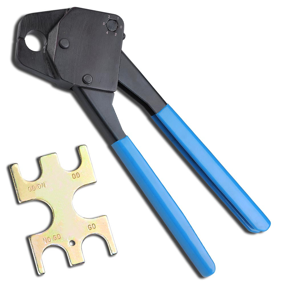 Yescom 1/2" Copper Pex Crimp Tool Ring Crimper w/ Gauge, Blue Image