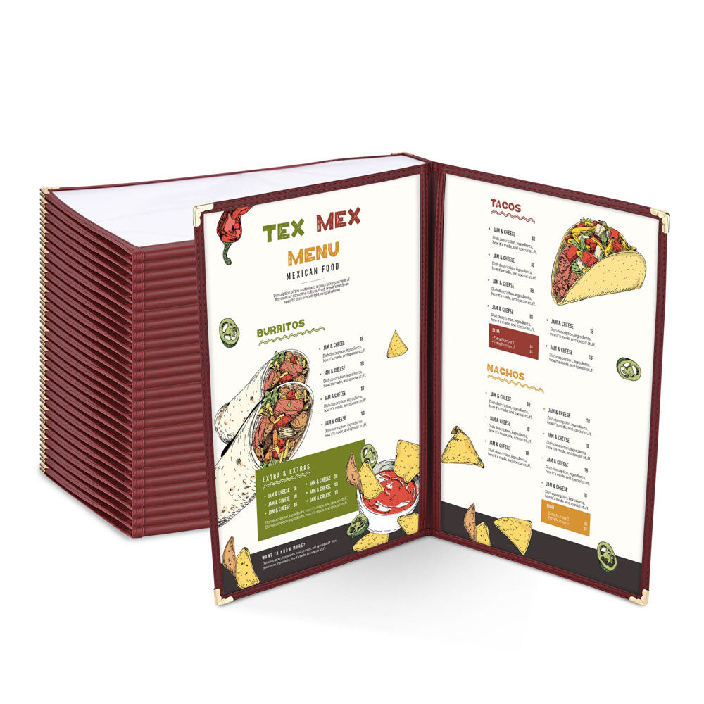 Yescom 30x Menu Covers Cafe Restaurant Double 8.5x14, Red Image